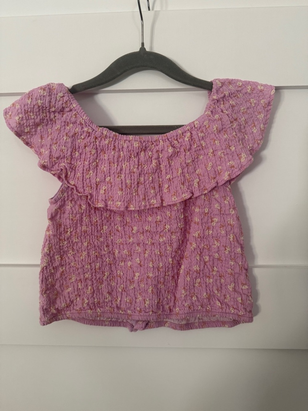 Zara Lilac Textured Ruffle-Trim Button Front Top - Picture 3 of 3